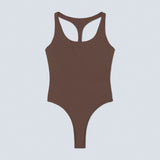 Magnolia Bodysuit Espresso. Body desportivo sustentável para mulher